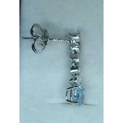 Pendientes oro blanco 18K con circonitas y piedra aguamarina [1]