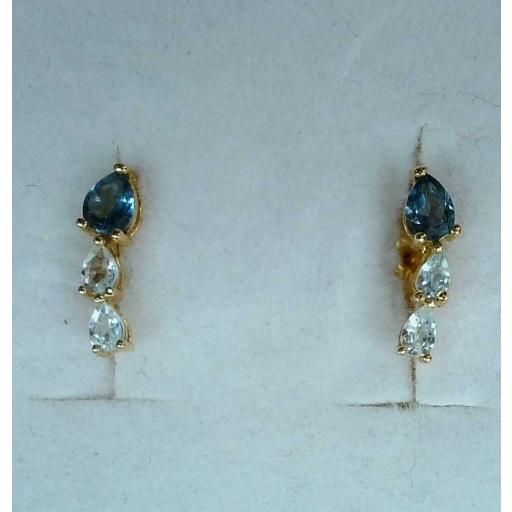 Pendientes cortos oro amarillo 18K con circonitas de colores [0]