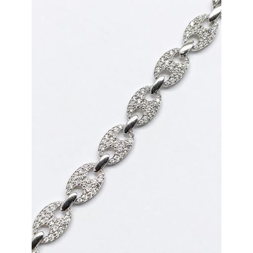 Pulsera calabrote oro blanco 18K con circonitas mujer [2]