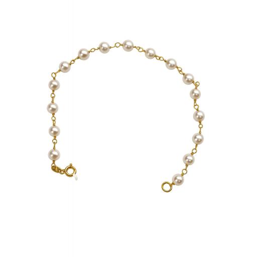 Pulsera oro 18K niña comunión con perlas cultivadas de río