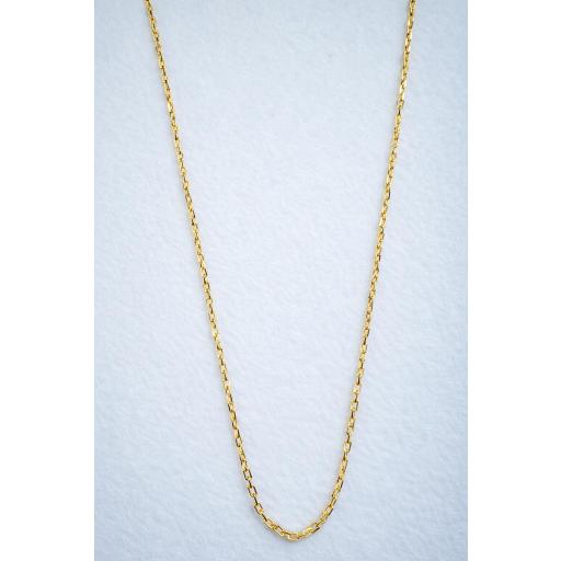 Cadena de oro de 18 quilates forzada maciza de 40 cm y 1 mm – fina para mujer o bautizo