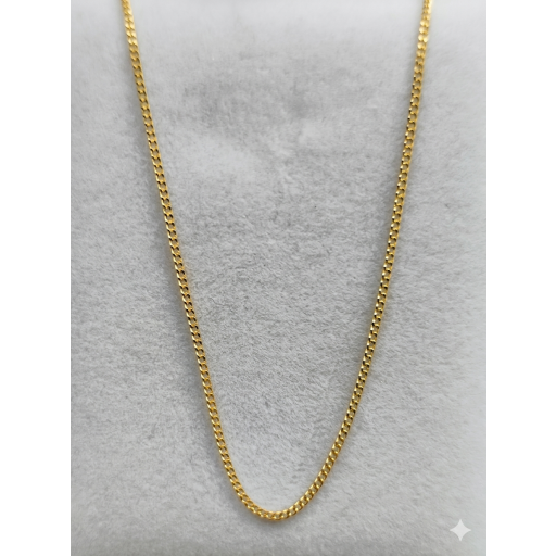 Cadena barbada fina de oro de 18 quilates maciza 45 cm 1 mm para mujer [0]