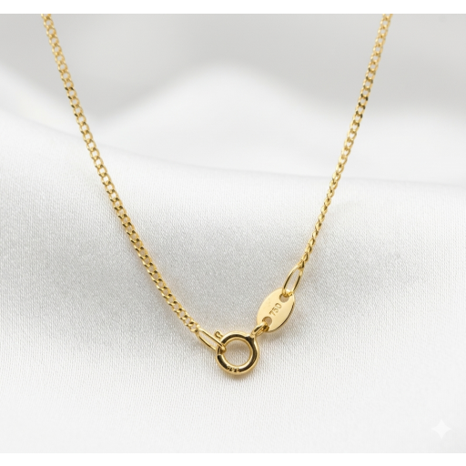 Cadena barbada fina de oro de 18 quilates maciza 45 cm 1 mm para mujer [1]