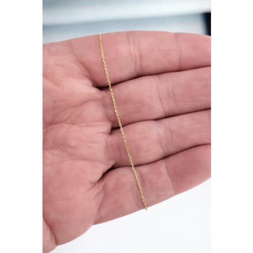 Cadena de oro de 18 quilates forzada maciza de 45 cm y 1 mm – fina para mujer y bebé [2]