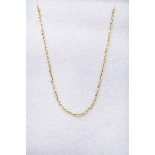 Cadena de oro de 18 quilates forzada maciza de 45 cm y 1 mm – fina para mujer y bebé