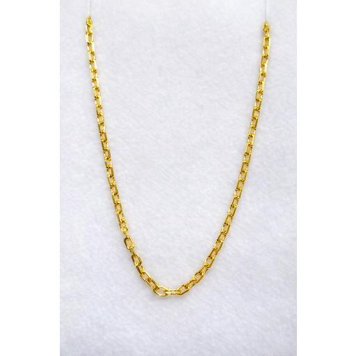 Cadena de oro de 18 quilates hueca forzada de 45 cm y 2 mm – resistente para mujer y bebé