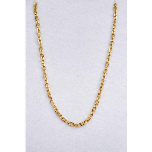 Cadena de oro de 18 quilates forzada hueca de 45 cm y 2 mm – robusta para mujer y bebé