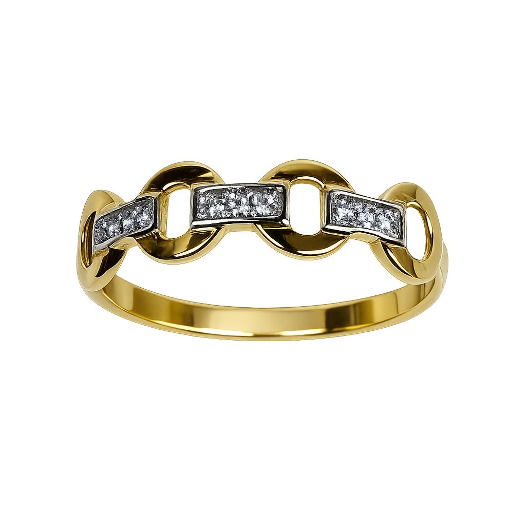 Anillo bicolor oro amarillo y blanco 18K con circonitas para mujer