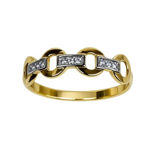 Anillo bicolor oro amarillo y blanco 18K con circonitas para mujer