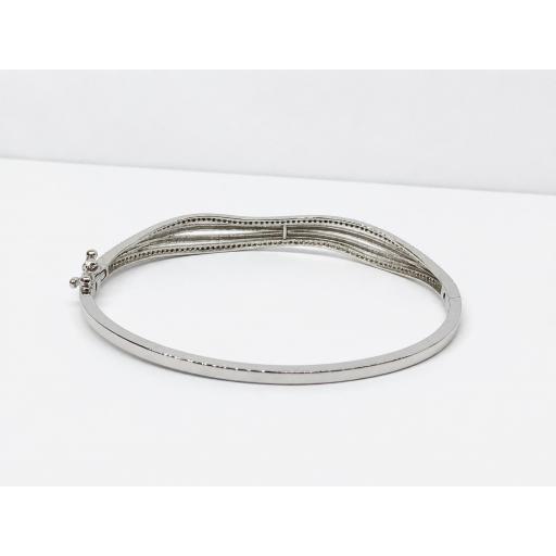 Pulsera rígida oro blanco 18K con circonitas ovalada mujer [2]