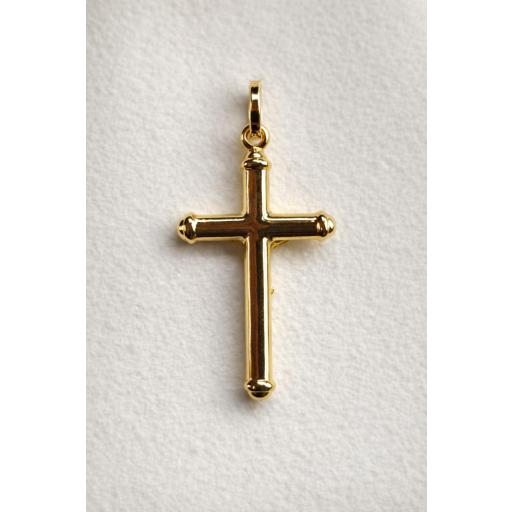 Cruz de oro amarillo 18 quilates pequeña tubular ovalada con Cristo 27 mm brillo [1]