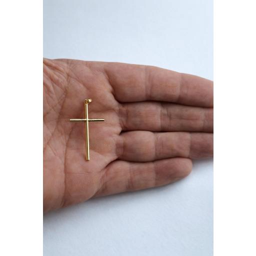 Cruz de oro de 18 quilates tubular grande con anilla triangular 32,5 mm [2]