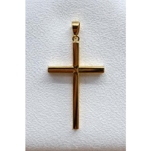 Cruz de oro de 18 quilates lisa cuadrada mediana grande 37,5 mm semi hueca brillo