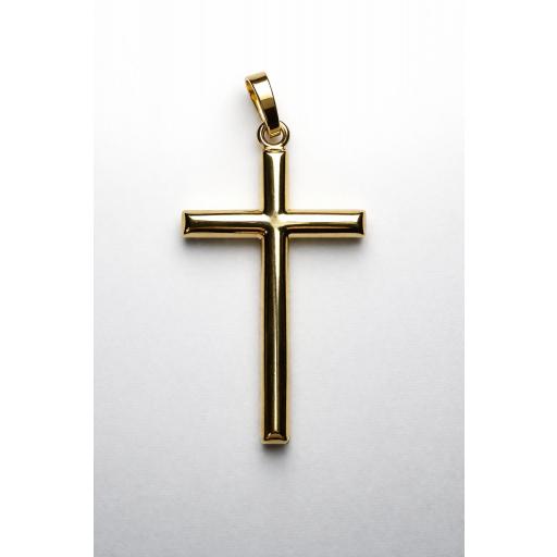 Cruz de oro 18 quilates lisa tubular pulida 35x20 mm [0]