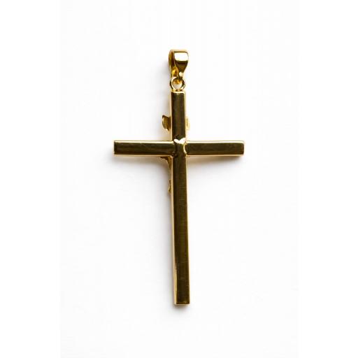 Cruz de Oro 18K con Cristo Cuadrada Clásica 36 mm Semi Hueca [1]