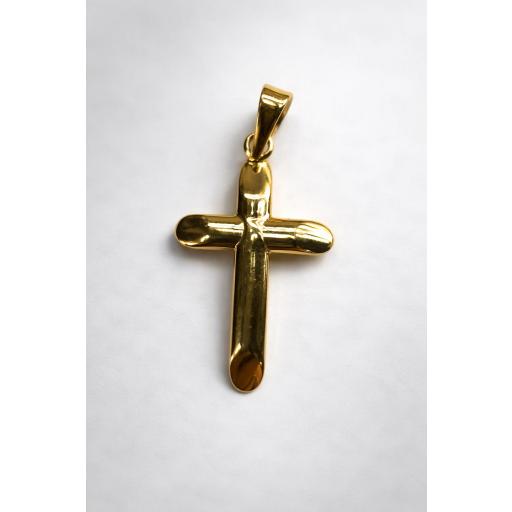 Cruz de oro amarillo de 18 quilates lisa y brillante