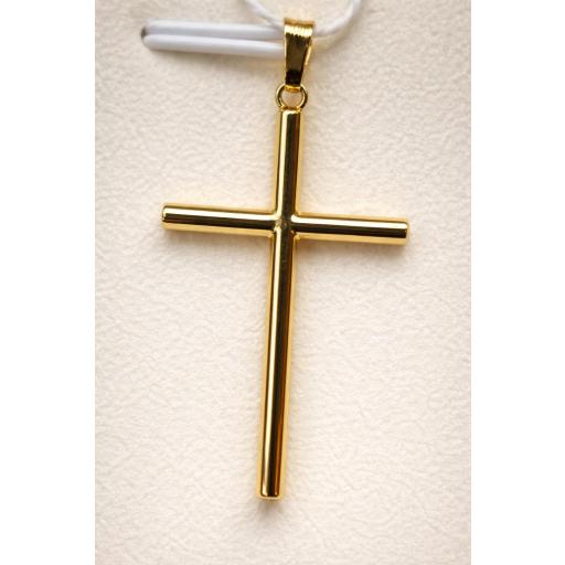 Cruz de oro de 18 quilates tubular grande con anilla triangular 32,5 mm