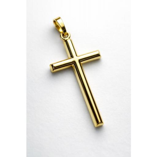 Cruz de oro 18 quilates lisa tubular pulida 35x20 mm [1]