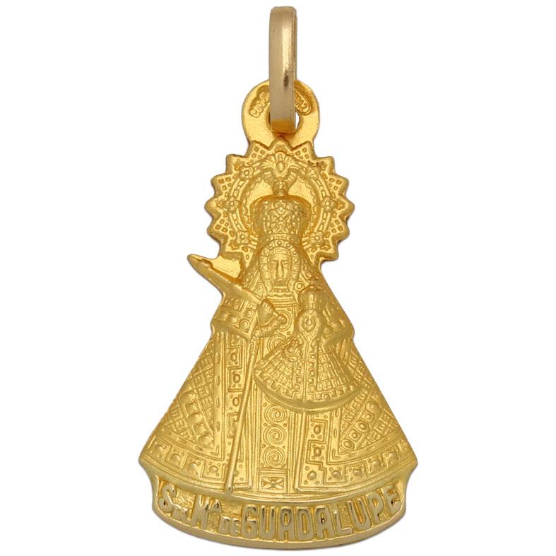 Medalla Oro Virgen De Guadalupe De Extremadura Silueta De 17x29 mm