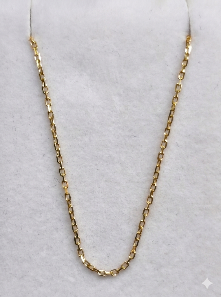 Cadena forzada de oro de 18 quilates 45 cm fina con cierre de reasa redondo