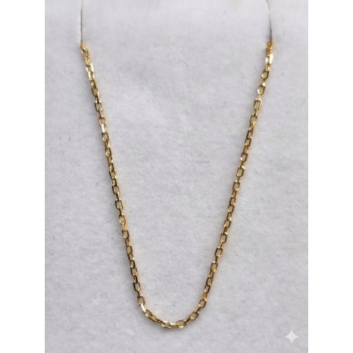 Cadena forzada de oro de 18 quilates 45 cm fina con cierre de reasa redondo [0]