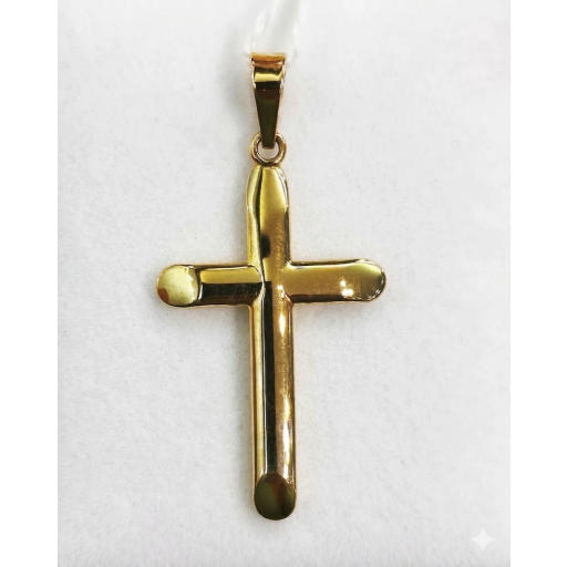Cruz de oro de 18 quilates curvada de 30 mm para niño o señora [0]