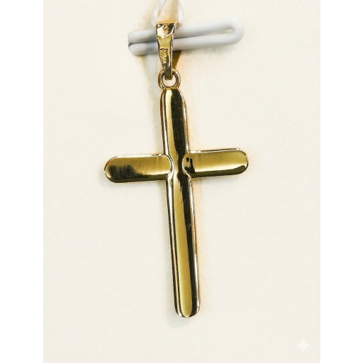 Cruz de oro de 18 quilates curvada de 30 mm para niño o señora [2]