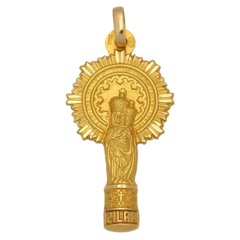Medalla Oro Virgen Del Pilar Silueta 21x40 mm