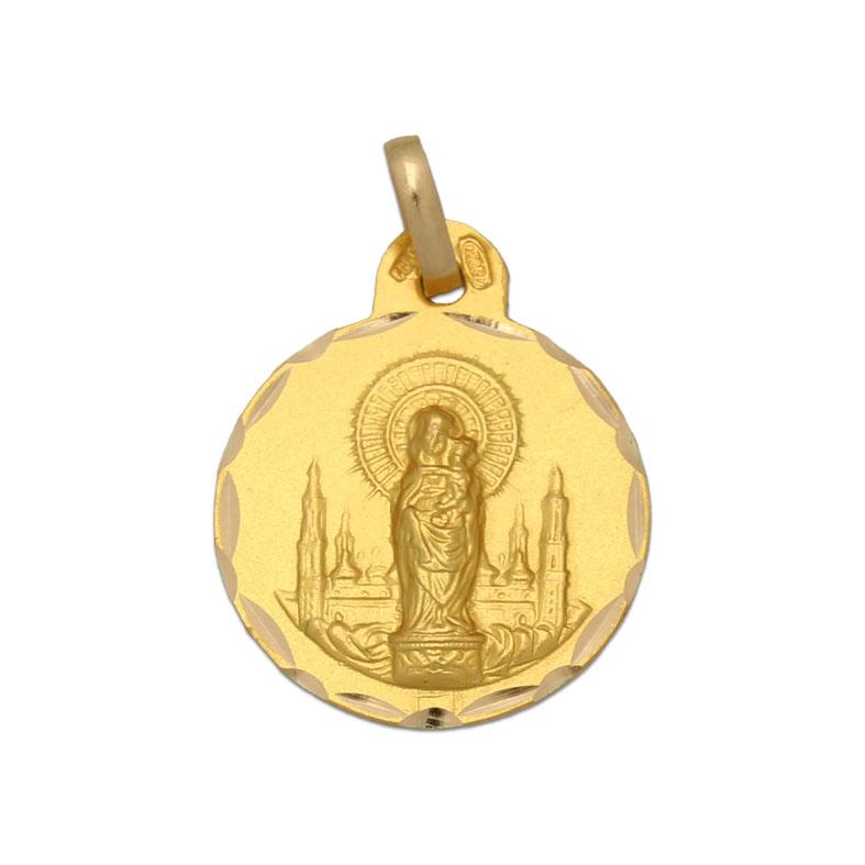 Medalla Oro Virgen Del Pilar Redonda 17 mm