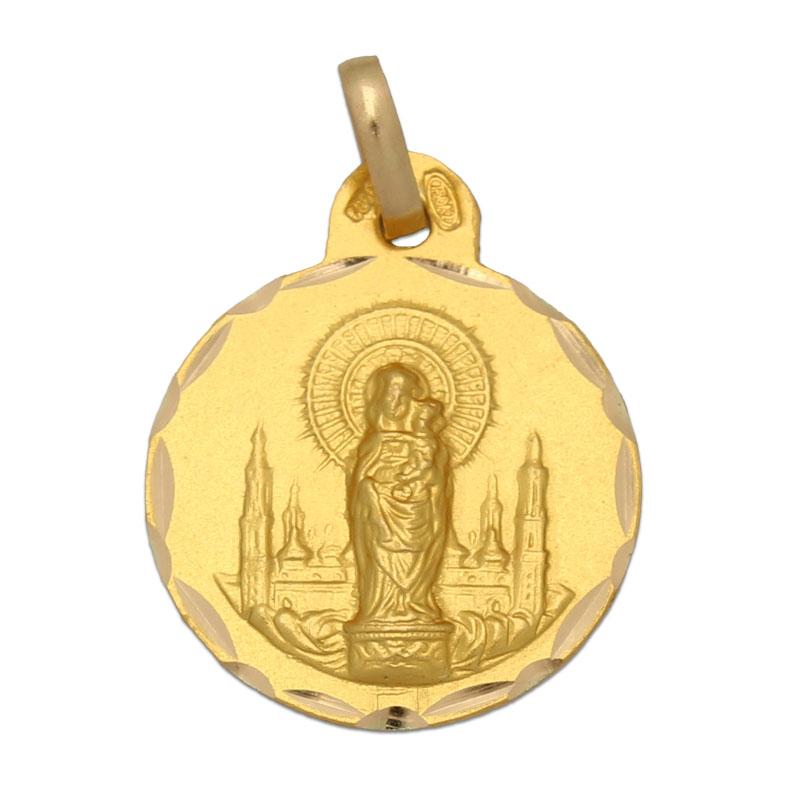 Medalla Oro Virgen Del Pilar Redonda 19 mm