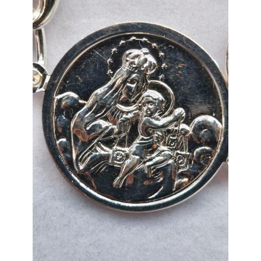 Pulsera de Plata con Virgen del Carmen y Corazón de Jesús [1]