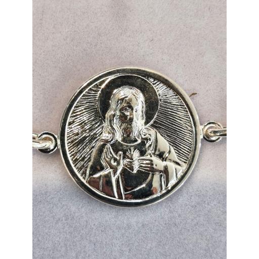 Pulsera de Plata con Virgen del Carmen y Corazón de Jesús [2]