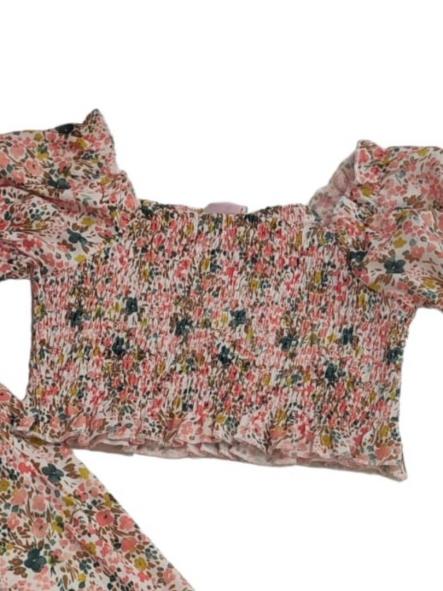 Conjunto blusa y pantalón largo estampado en flores [2]