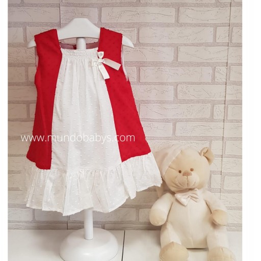 Vestido infantil en rojo y blanco  [0]