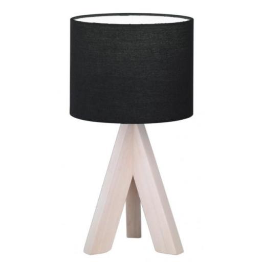 Lámpara de mesa Ging  de madera y tela negra casquillo E14 (Reality Leuchten) [0]
