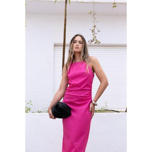 VESTIDO LINO FUCSIA