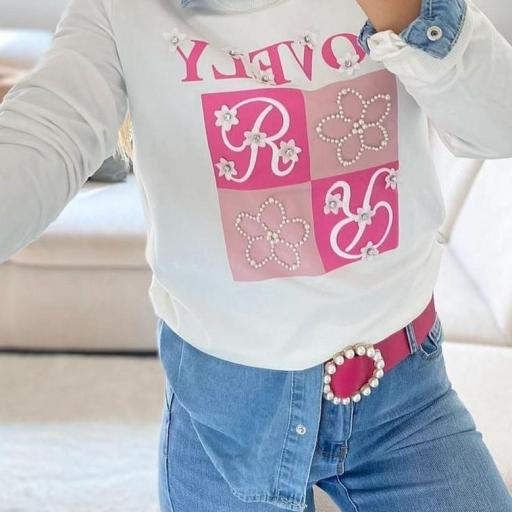 Sudadera Lovely en Marino, Gris, Lila y Rosa de S a XL
