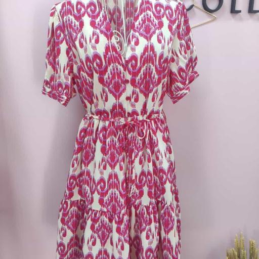 Vestido Grecas Fucsia en M/L