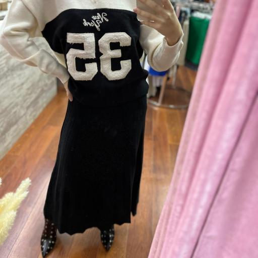 FALDA PUNTO EN GRIS Y BEIGE [0]