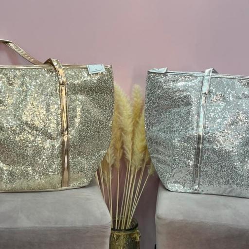 BOLSO PLAYA EN ORO Y PLATA