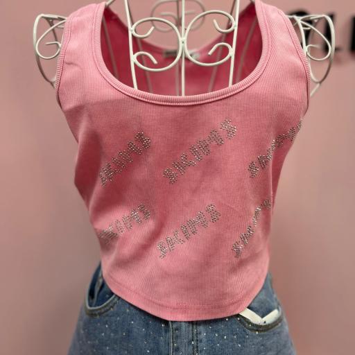 TOP CANALE en rosa y gris