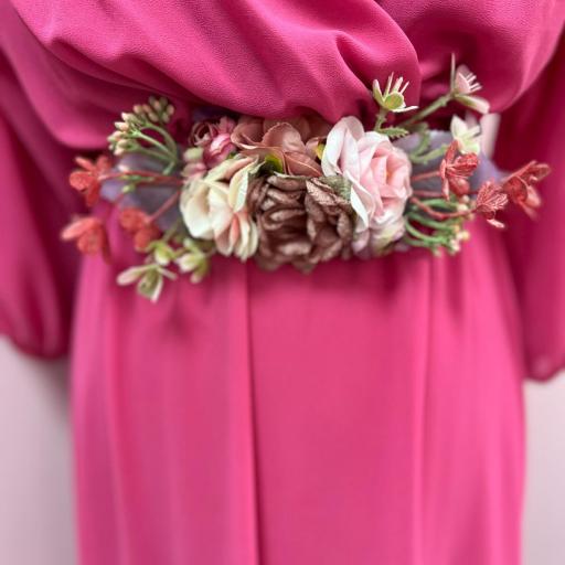 Cinturon Flores Raso Rosa Nude