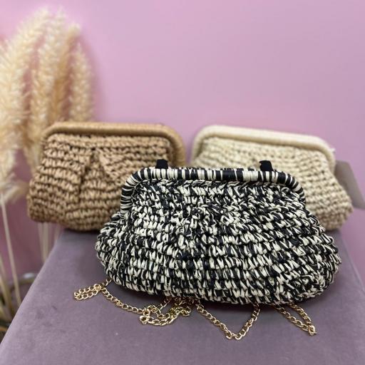 BOLSOS RAFIA EN BEIGE, CAMEL Y BICOLOR