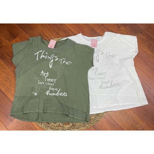 Camiseta Star Talla Grande en Blanco y Verde Talla Grande [1]