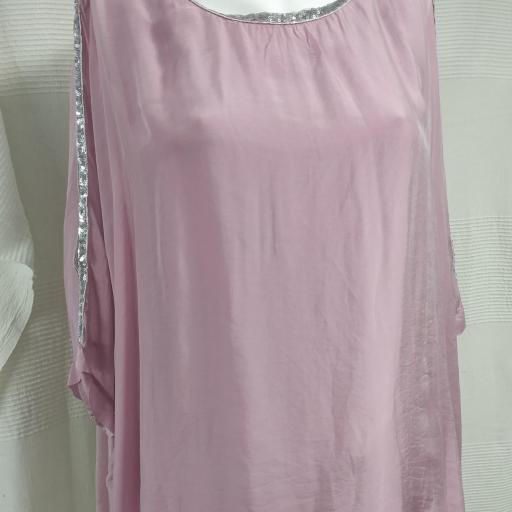 Blusa Seda Pedrería en Blanco [2]