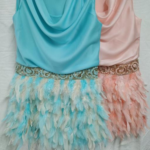 Vestido Plumas Rosa Talla S (34/36) [2]