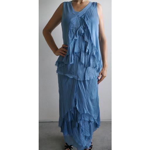 Conjunto Seda Falda Larga en Verde  [1]