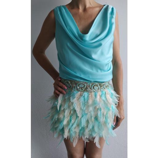 Vestido Plumas Rosa Talla S (34/36) [1]