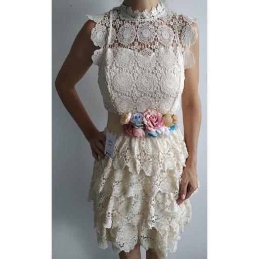 Vestido Encaje Beige Talla S (36/38) [0]