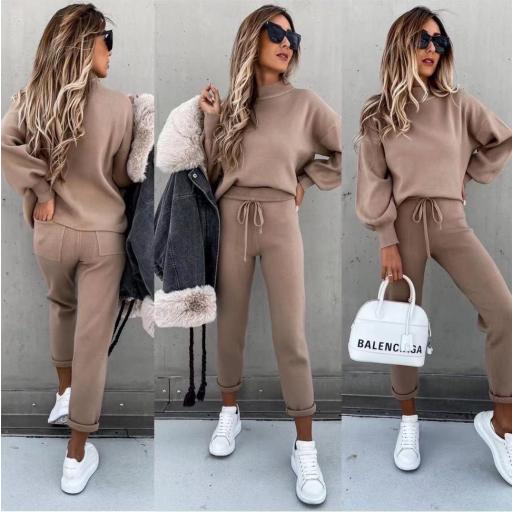 Conjunto Punto Jersey y Pantalón en Camel [0]